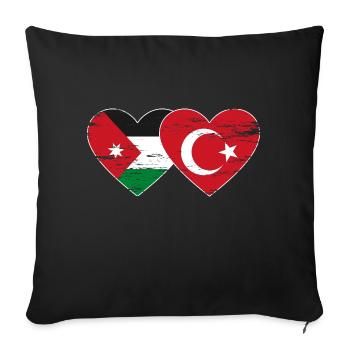 Jordanien Türkei Flagge Herz used - Sofakissenbezug 45 x 45 cm - Schwarz - Vorne