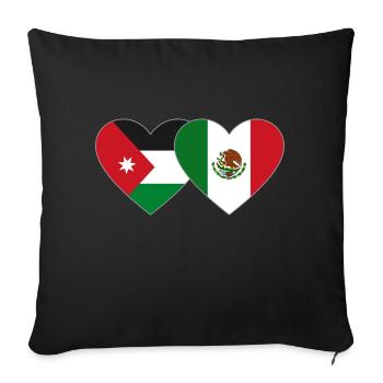 Jordanien Mexiko Flagge Herz - Sofakissenbezug 45 x 45 cm - Schwarz - Vorne
