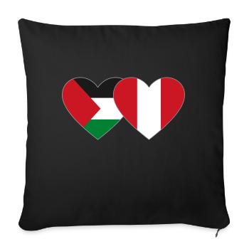 Palestine Pérou Drapeau Coeur - Housse de coussin décorative 45 x 45 cm - noir - Devant