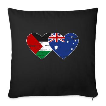 Palestine Australie Drapeau Coeur Utilisé - Housse de coussin décorative 45 x 45 cm - noir - Devant