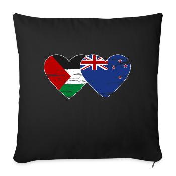 Palestine New Zealand flag heart used - Sofa pillowcase 17,3'' x 17,3'' (45 x 45 cm) - black - Front