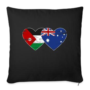 Jordanien Australien Flagge Herz used - Sofakissenbezug 45 x 45 cm - Schwarz - Vorne