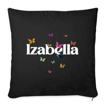 Beau prénom de fille avec des papillons IZABELLA - Housse de coussin décorative 45 x 45 cm - noir - Devant