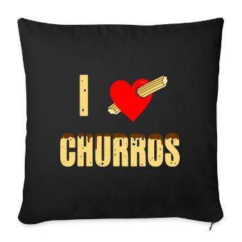 I love churros - Sofa pillowcase 17,3'' x 17,3'' (45 x 45 cm) - black - Front