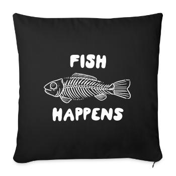 Fish Happens - Conception amusante de squelette de poisson - Housse de coussin décorative 45 x 45 cm - noir - Devant