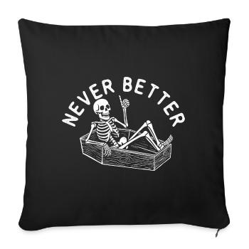 Jamais mieux Spooky Halloween Coffin Squelette - Housse de coussin décorative 45 x 45 cm - noir - Devant