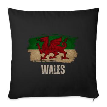 Flag of Wales, Welsh pride - Sofa pillowcase 17,3'' x 17,3'' (45 x 45 cm) - black - Front