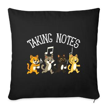 Cat Musical Notes Humor Music - Sofa pillowcase 17,3'' x 17,3'' (45 x 45 cm) - black - Front