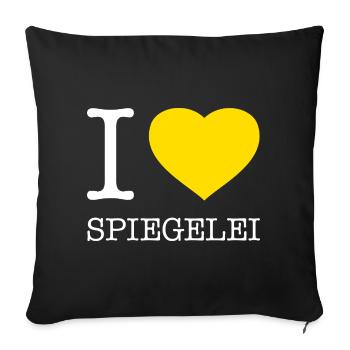 I love Spiegelei - Sofakissenbezug 45 x 45 cm - Schwarz - Vorne