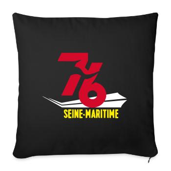 Stilisiertes Seine-Maritime-Emblem 76 - Sofakissenbezug 45 x 45 cm - Schwarz - Vorne