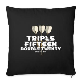 Paiement des fléchettes vintage 1985 - Housse de coussin décorative 45 x 45 cm - noir - Devant