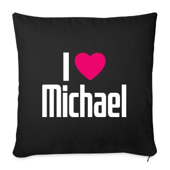 J’aime Michael Pink Heart J’aime Michael - Housse de coussin décorative 45 x 45 cm - noir - Devant