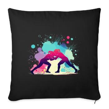 Women's Wrestling, Women's Wrestling, Girls' Wrestling - Sofa pillowcase 17,3'' x 17,3'' (45 x 45 cm) - black - Front
