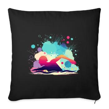 Nageuse, femme natatrice, monitrice de natation - Housse de coussin décorative 45 x 45 cm - noir - Devant