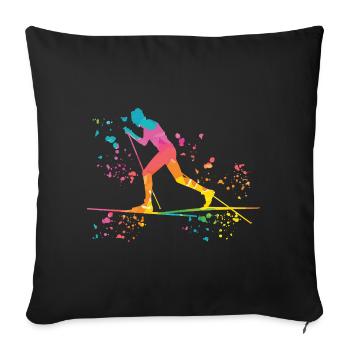 Cross-country skiing Cross-country skiing - Sofa pillowcase 17,3'' x 17,3'' (45 x 45 cm) - black - Front