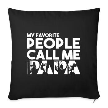 Papa Line Worker Electrical Lineman Silhouette - Sofa pillowcase 17,3'' x 17,3'' (45 x 45 cm) - black - Front