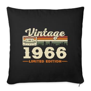 1966 Vintage Retro Geburtstagsgeschenk - Sofakissenbezug 45 x 45 cm - Schwarz - Vorne