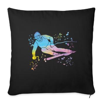 Alpine skiing Winter sports Nordic skiing - Sofa pillowcase 17,3'' x 17,3'' (45 x 45 cm) - black - Front