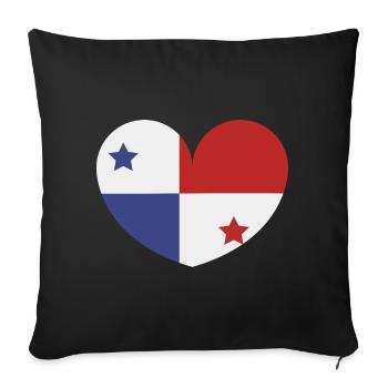 Panama heart flag - Sofa pillowcase 17,3'' x 17,3'' (45 x 45 cm) - black - Front