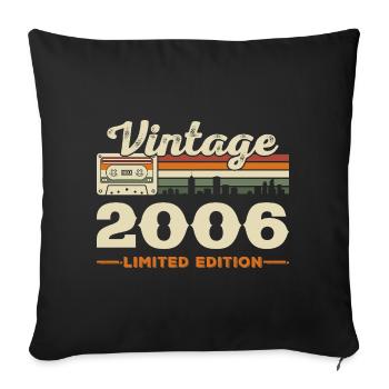 2006 Vintage Rétro Cadeau d’anniversaire - Housse de coussin décorative 45 x 45 cm - noir - Devant