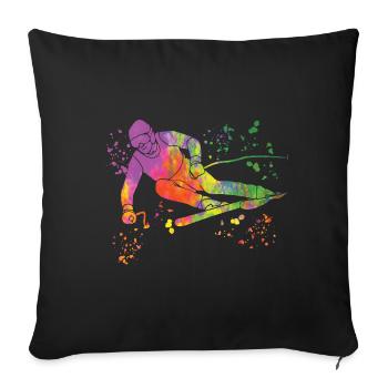 Ski alpin Sports d’hiver Ski nordique - Housse de coussin décorative 45 x 45 cm - noir - Devant