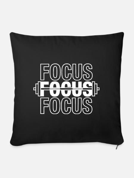 FOCUS Gym Motivation Langhantel - Sofakissenbezug 45 x 45 cm - Schwarz