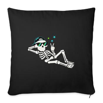 Casual skeleton in sunglasses - Sofa pillowcase 17,3'' x 17,3'' (45 x 45 cm) - black - Front