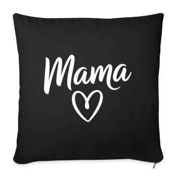 Mama Heart Skripttypografie - Sofakissenbezug 45 x 45 cm - Schwarz - Vorne