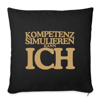 Kompetenz simulieren kann ich Retro Design - Sofakissenbezug 45 x 45 cm - Schwarz - Vorne