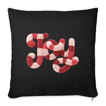 Weihnachts JOY Typografie Rot Weiß Motiv - Sofakissenbezug 45 x 45 cm - Schwarz - Vorne