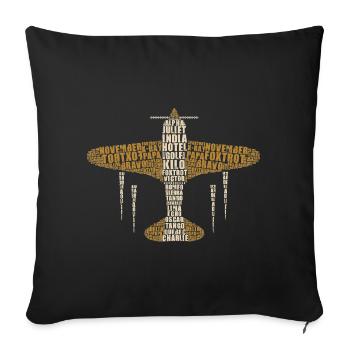 Chemise d’aviation de pilote à alphabet phonétique - Housse de coussin décorative 45 x 45 cm - noir - Devant