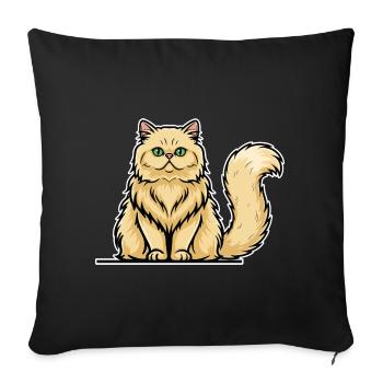 Cremefarbene Perserkatze Langhaariges Vintage-Porträt - Sofakissenbezug 45 x 45 cm - Schwarz - Vorne