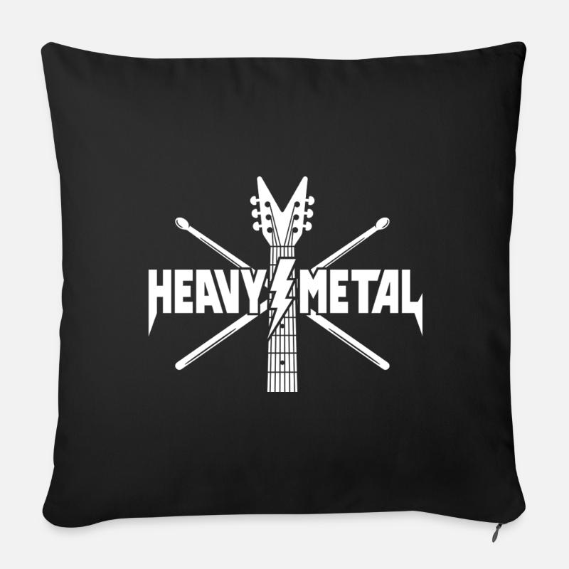 Heavy-Metal-Gitarre und Drumsticks-Logo - Sofakissenbezug 45 x 45 cm - Schwarz