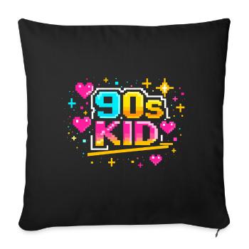 90s kid - Sofa pillowcase 17,3'' x 17,3'' (45 x 45 cm) - black - Front
