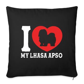 Lhasa Apso Hund - Sofakissenbezug 45 x 45 cm - Schwarz - Vorne