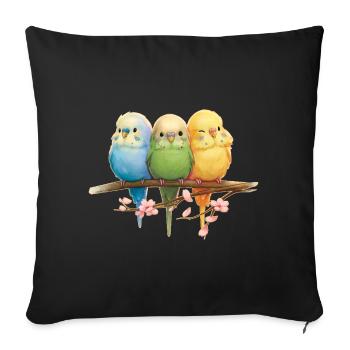 Perruches drôles - Housse de coussin décorative 45 x 45 cm - noir - Devant