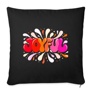 Fröhliche, bunte Glitzer-Blasenbuchstaben - Sofakissenbezug 45 x 45 cm - Schwarz - Vorne