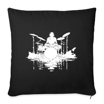 Croquis du batteur - Housse de coussin décorative 45 x 45 cm - noir - Devant