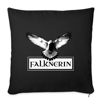 Falknerin Adler Falke Falknerei Schild - Sofakissenbezug 45 x 45 cm - Schwarz - Vorne