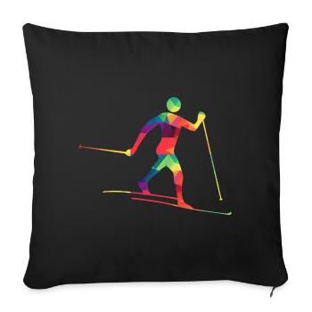 Colorful cross-country skiers - Sofa pillowcase 17,3'' x 17,3'' (45 x 45 cm) - black - Front