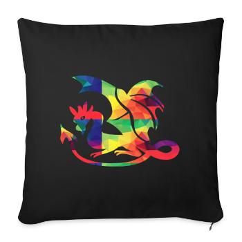 Dragon coloré - Housse de coussin décorative 45 x 45 cm - noir - Devant