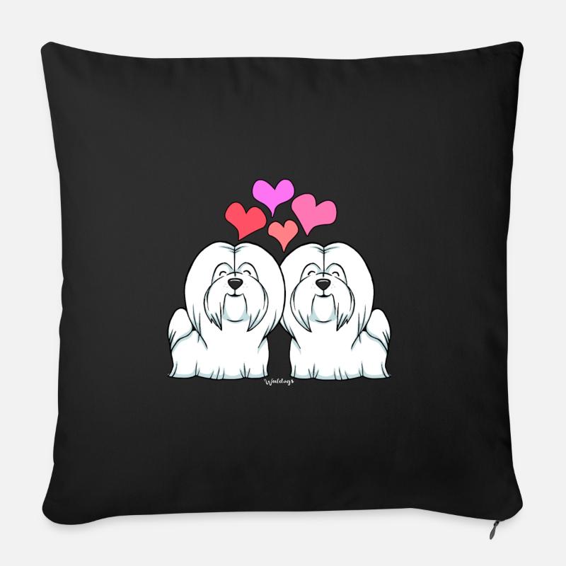 Coton De Tuléar Amour - Housse de coussin décorative 45 x 45 cm - noir