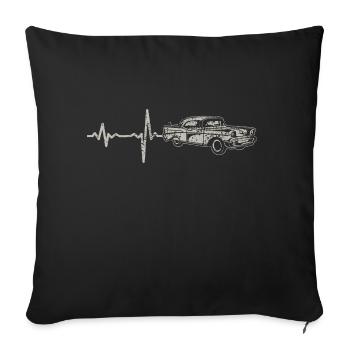 Shirt Cadeau cru Heartbeat - Housse de coussin décorative 45 x 45 cm - noir - Devant