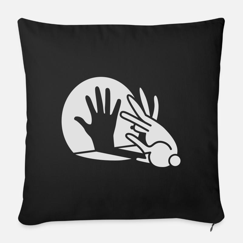Handschatten Kaninchen im Dunkeln leuchten - Sofakissenbezug 45 x 45 cm - Schwarz
