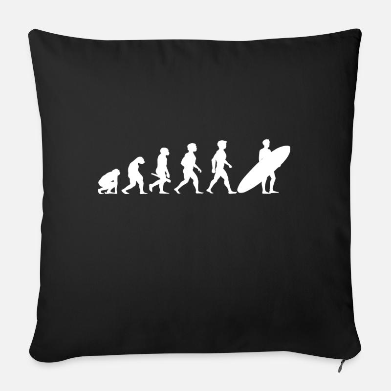 Evolution Surf Surfers surf surf - Housse de coussin décorative 45 x 45 cm - noir