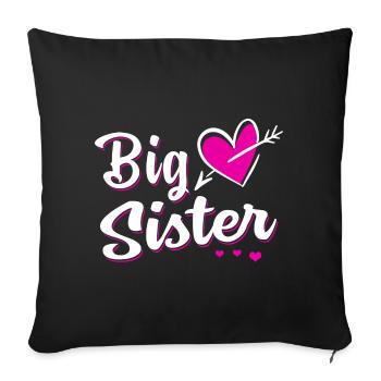 Big Sister - Big sister sibling baby - Sofa pillowcase 17,3'' x 17,3'' (45 x 45 cm) - black - Front