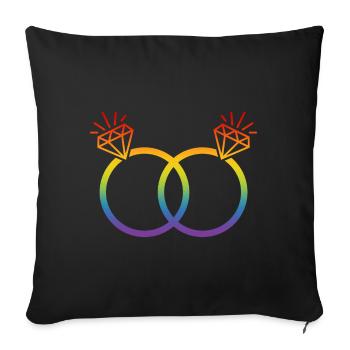 LGBT Wedding Rings Wedding Bachelor Party Couple Rainbow Diamond - Sofa pillowcase 17,3'' x 17,3'' (45 x 45 cm) - black - Front