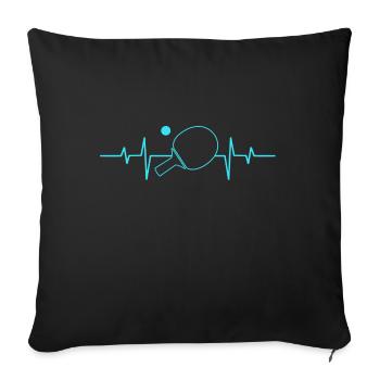Tischtennis Schlaeger Herz Herzschlag - Sofakissenbezug 45 x 45 cm - Schwarz - Vorne