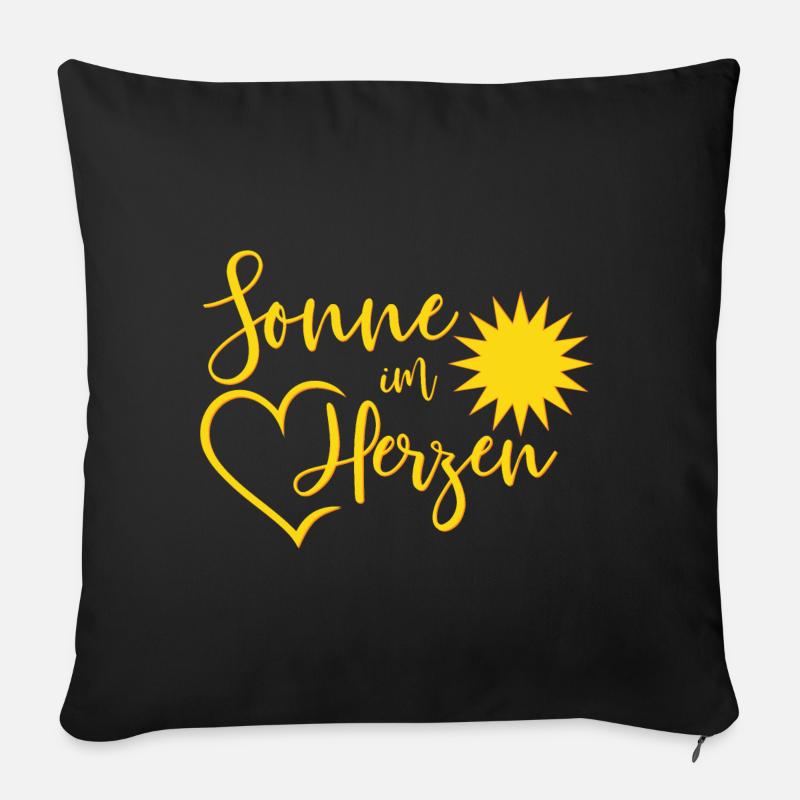 Sonne im Herzen Sonnenschein Herz Frühling Sommer - Sofakissenbezug 45 x 45 cm - Schwarz