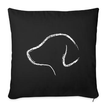 Retriever silhouette tête de chien - Housse de coussin décorative 45 x 45 cm - noir - Devant